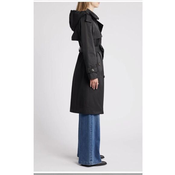 NWOT Women’s London Fog Water Resistant Belted Black Trench Coat XLarge - Picture 2 of 5